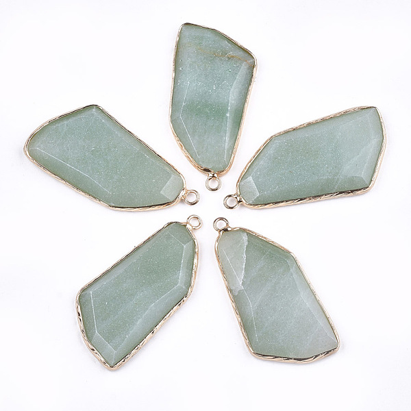 PandaHall Natural Green Aventurine Pendants, with Brass Findings, Faceted, Golden, 43~47x22x6~7mm, Hole: 2mm Green Aventurine Nuggets
PandaHall Natural Green Aventurine Pendants, with Brass Findings, Faceted, Golden, 43~47x22x6~7mm, Hole: 2mm Green Aventurine Nuggets