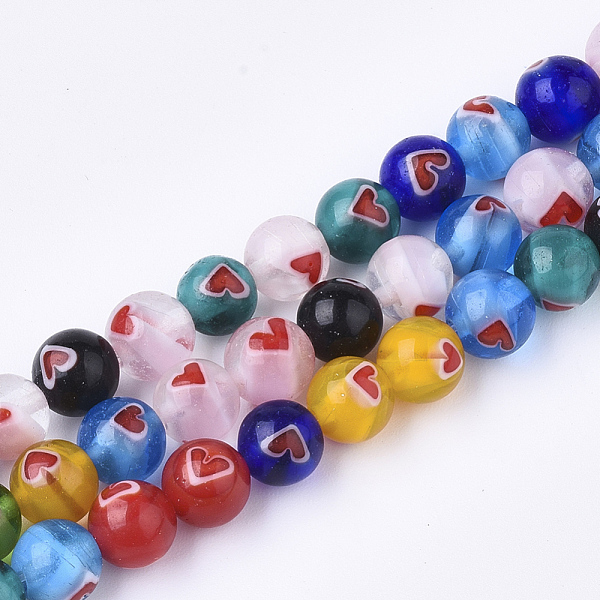 PandaHall Handmade Lampwork Beads Strands, Round with Heart, Mixed Color, 6mm, Hole: 1mm, about 65pcs/strand, 14.9 inch Lampwork Round..., Multicolor
PandaHall Handmade Lampwork Beads Strands, Round with Heart, Mixed Color, 6mm, Hole: 1mm, about 65pcs/strand, 14.9 inch Lampwork Round..., Multicolor
