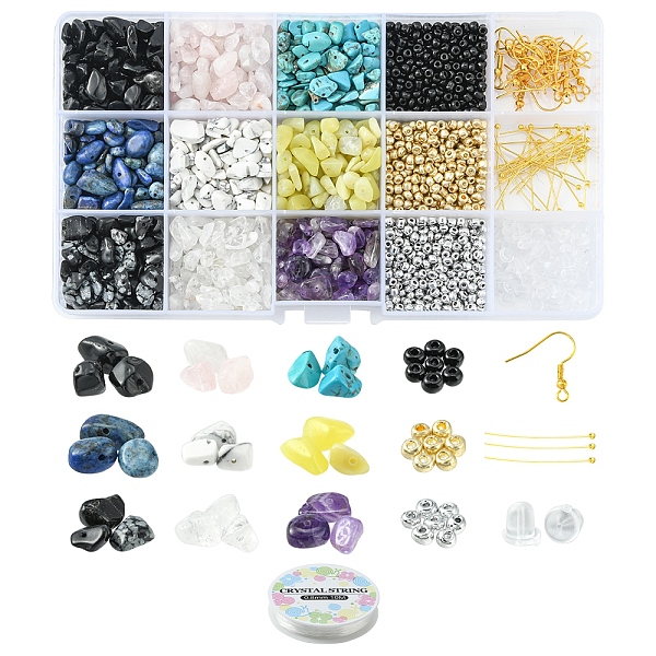 PandaHall DIY Gemstone Earring Bracelet Making Kit, Including Natural & Synthetic Mixed Stone Chips & Glass Seed Beads, Iron Earring Hooks...
PandaHall DIY Gemstone Earring Bracelet Making Kit, Including Natural & Synthetic Mixed Stone Chips & Glass Seed Beads, Iron Earring Hooks...
