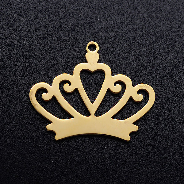 PandaHall 201 Stainless Steel Pendants, Crown, Golden, 20x25x1mm, Hole: 1.4mm 201 Stainless Steel Crown
PandaHall 201 Stainless Steel Pendants, Crown, Golden, 20x25x1mm, Hole: 1.4mm 201 Stainless Steel Crown