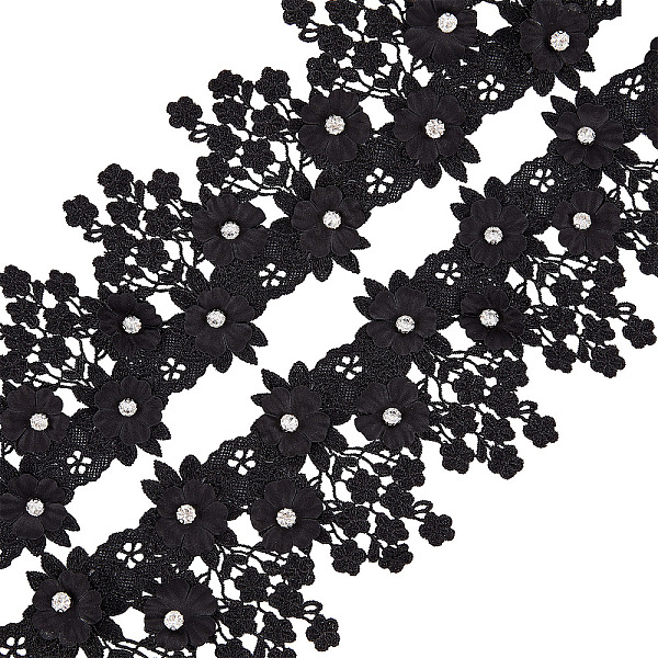 PandaHall Polyester Lace Trim, with Crystal Rhinestone, Floral, Black, 3-3/8 inch(85~90mm), about 1.09 Yards(1m)/Roll Polyester Black
PandaHall Polyester Lace Trim, with Crystal Rhinestone, Floral, Black, 3-3/8 inch(85~90mm), about 1.09 Yards(1m)/Roll Polyester Black