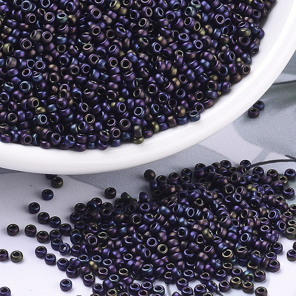 PandaHall MIYUKI Round Rocailles Beads, Japanese Seed Beads, 11/0, (RR2061) Matte Metallic Plum Emerald Iris, 2x1.3mm, Hole: 0.8mm, about..., Purple
PandaHall MIYUKI Round Rocailles Beads, Japanese Seed Beads, 11/0, (RR2061) Matte Metallic Plum Emerald Iris, 2x1.3mm, Hole: 0.8mm, about..., Purple