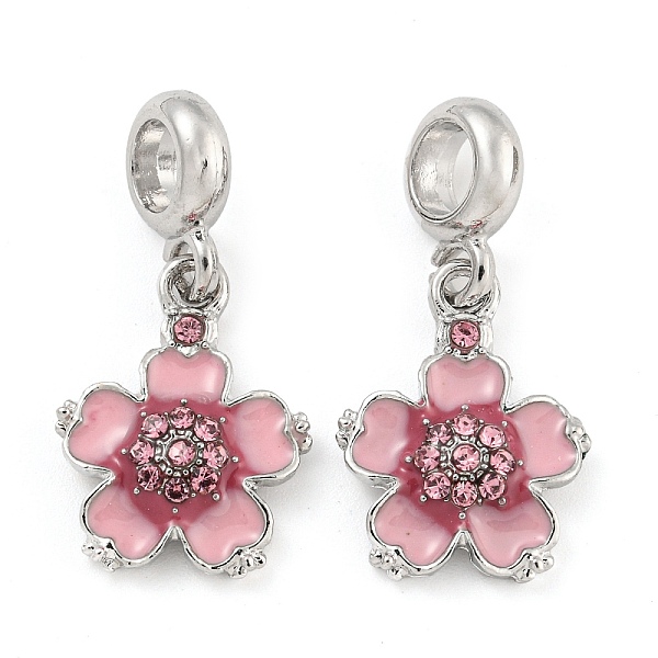 PandaHall Rack Plating Alloy Enamel Peach Blossom Flower European Dangle Charms, Large Hole Pendants, with Rhinestone, Platinum, Cadmium..., Pink
PandaHall Rack Plating Alloy Enamel Peach Blossom Flower European Dangle Charms, Large Hole Pendants, with Rhinestone, Platinum, Cadmium..., Pink