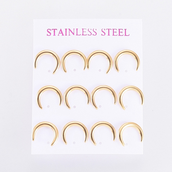 PandaHall 304 Stainless Steel Stud Earrings, with Ear Nuts, Crescent Moon/Double Horn, Golden, 14.5x12.5x1.5mm, Pin: 0.6mm, 6pairs/card 304...
PandaHall 304 Stainless Steel Stud Earrings, with Ear Nuts, Crescent Moon/Double Horn, Golden, 14.5x12.5x1.5mm, Pin: 0.6mm, 6pairs/card 304...