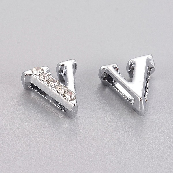 PandaHall Alloy Initial Slide Beads, Rhinestone Slide Charms, with Five Clear Rhinestone Beads, Lead Free & Nickel Free, Platinum Color...
PandaHall Alloy Initial Slide Beads, Rhinestone Slide Charms, with Five Clear Rhinestone Beads, Lead Free & Nickel Free, Platinum Color...