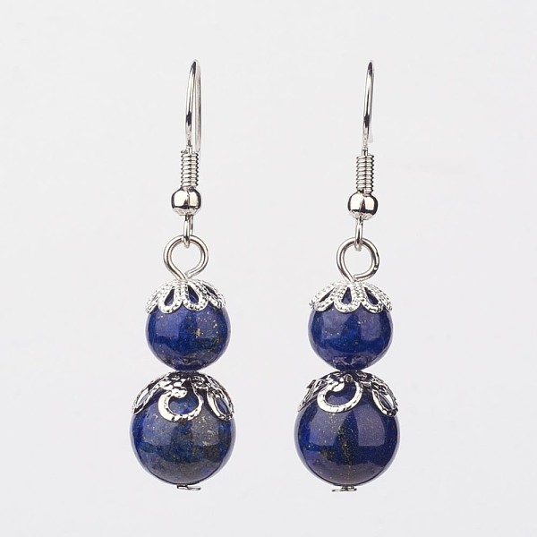 PandaHall Lapis Lazuli Dangle Earrings, with Brass Bead Caps and Earring Hooks, Round, 41mm, Pin: 0.7mm Lapis Lazuli
PandaHall Lapis Lazuli Dangle Earrings, with Brass Bead Caps and Earring Hooks, Round, 41mm, Pin: 0.7mm Lapis Lazuli