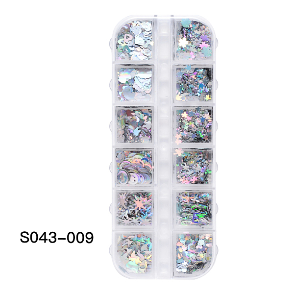 PandaHall Plastic Sequins/Paillette, Nail Art Decorations, Mixed Shapes, Silver, 3~11x2~7mm, box: 13x5x1.2cm, 12shapes/box Plastic Mixed...
PandaHall Plastic Sequins/Paillette, Nail Art Decorations, Mixed Shapes, Silver, 3~11x2~7mm, box: 13x5x1.2cm, 12shapes/box Plastic Mixed...