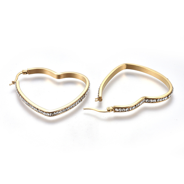 PandaHall 201 Stainless Steel Hoop Earrings, with Polymer Clay Rhinestone, Heart, Crystal, Golden, 46x42x3.5mm, Pin: 0.7mm Rhinestone Heart..., Clear
PandaHall 201 Stainless Steel Hoop Earrings, with Polymer Clay Rhinestone, Heart, Crystal, Golden, 46x42x3.5mm, Pin: 0.7mm Rhinestone Heart..., Clear
