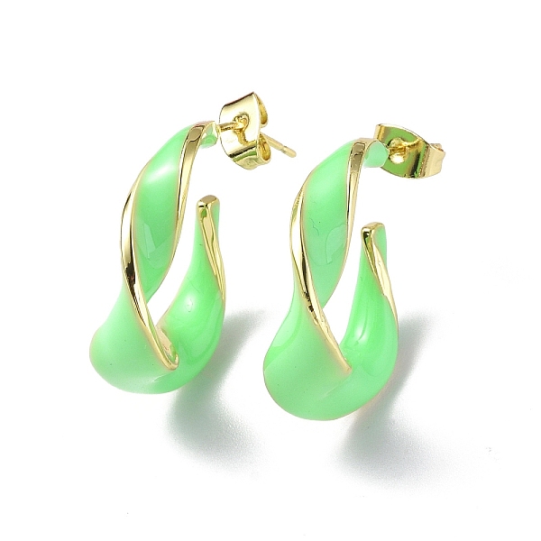 PandaHall Enamel Twist Stud Earrings, Real 18K Gold Plated Brass Half Hoop Earrings for Women, Lawn Green, 25x21x9mm, Pin: 0.8mm Brass Twist
PandaHall Enamel Twist Stud Earrings, Real 18K Gold Plated Brass Half Hoop Earrings for Women, Lawn Green, 25x21x9mm, Pin: 0.8mm Brass Twist