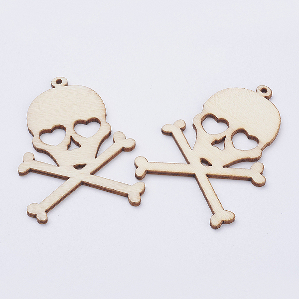 PandaHall Undyed Wood Big Pendants, Skull with Bone, Blanched Almond, 64x47x2.5mm, Hole: 2mm Wood Skull Orange
PandaHall Undyed Wood Big Pendants, Skull with Bone, Blanched Almond, 64x47x2.5mm, Hole: 2mm Wood Skull Orange
