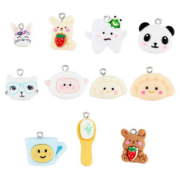 PandaHall SUPERFINDINGS 44Pcs 11 Styles Opaque Resin Pendants, with Platinum Tone Iron Loops, Brush & Rabbit & Dumpling Charm, Mixed Shapes..., Multicolor
PandaHall SUPERFINDINGS 44Pcs 11 Styles Opaque Resin Pendants, with Platinum Tone Iron Loops, Brush & Rabbit & Dumpling Charm, Mixed Shapes..., Multicolor