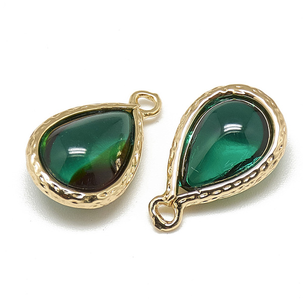 PandaHall Glass Pendants, with Golden Tone Brass Findings, teardrop, Green, 18.5x12.5x7mm, Hole: 1.5mm Brass+Glass Teardrop Green
PandaHall Glass Pendants, with Golden Tone Brass Findings, teardrop, Green, 18.5x12.5x7mm, Hole: 1.5mm Brass+Glass Teardrop Green