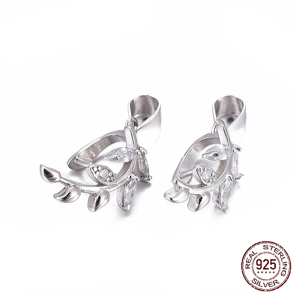 PandaHall Rhodium Plated 925 Sterling Silver Pendant Bails, with Cubic Zirconia, Ice Pick Pinch Bails, Leafy Branches, Clear, Platinum...
PandaHall Rhodium Plated 925 Sterling Silver Pendant Bails, with Cubic Zirconia, Ice Pick Pinch Bails, Leafy Branches, Clear, Platinum...