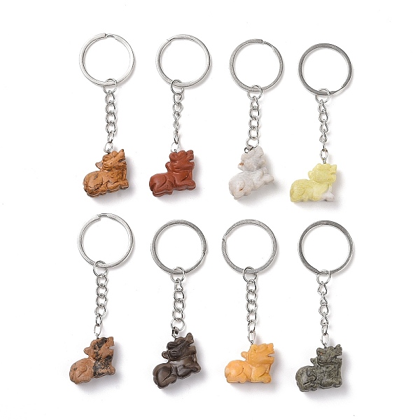 PandaHall Lion Natural Gemstone Keychain, Stone Lucky Pendant Keychain, with Iron Findings, 8.4cm Mixed Stone Lion
PandaHall Lion Natural Gemstone Keychain, Stone Lucky Pendant Keychain, with Iron Findings, 8.4cm Mixed Stone Lion