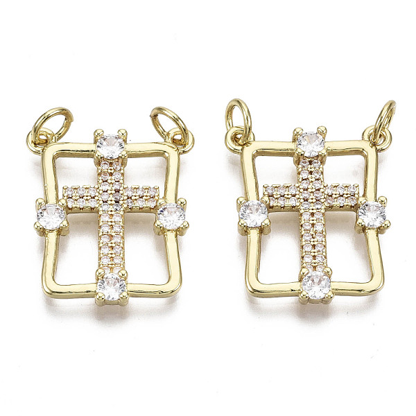 PandaHall Brass Micro Pave Clear Cubic Zirconia Pendants, with Jump Ring, Nickel Free, Rectangle with Cross, Real 16K Gold Plated, 21x18x3mm...
PandaHall Brass Micro Pave Clear Cubic Zirconia Pendants, with Jump Ring, Nickel Free, Rectangle with Cross, Real 16K Gold Plated, 21x18x3mm...