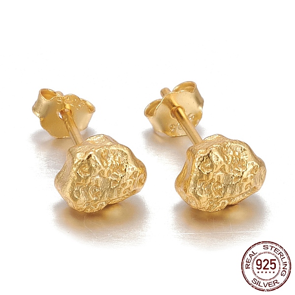 PandaHall 925 Sterling Silver Stud Earrings, with Ear Nuts, Textured, Nuggets, Golden, 6.5x5.5x5mm, Pin: 0.8mm Sterling Silver
PandaHall 925 Sterling Silver Stud Earrings, with Ear Nuts, Textured, Nuggets, Golden, 6.5x5.5x5mm, Pin: 0.8mm Sterling Silver