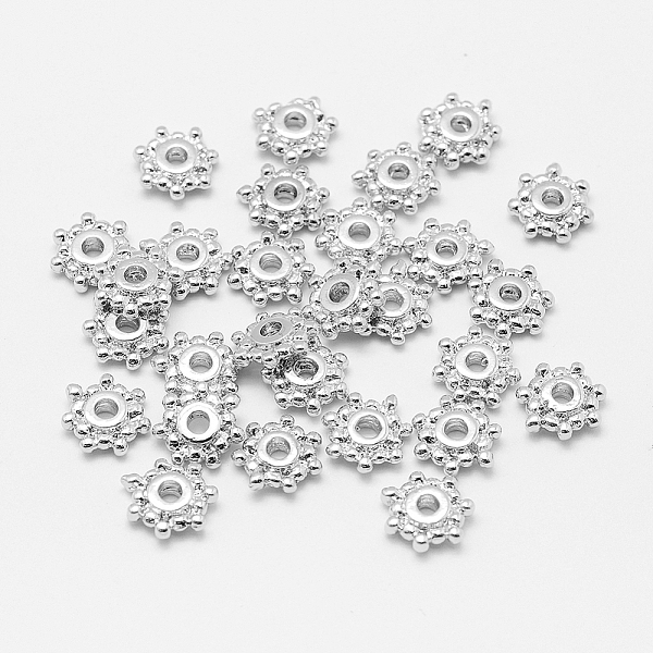PandaHall Brass Spacer Beads, Long-Lasting Plated, Real Platinum Plated, Nickel Free, Flower, 8x2mm, Hole: 1mm Brass Flower
PandaHall Brass Spacer Beads, Long-Lasting Plated, Real Platinum Plated, Nickel Free, Flower, 8x2mm, Hole: 1mm Brass Flower