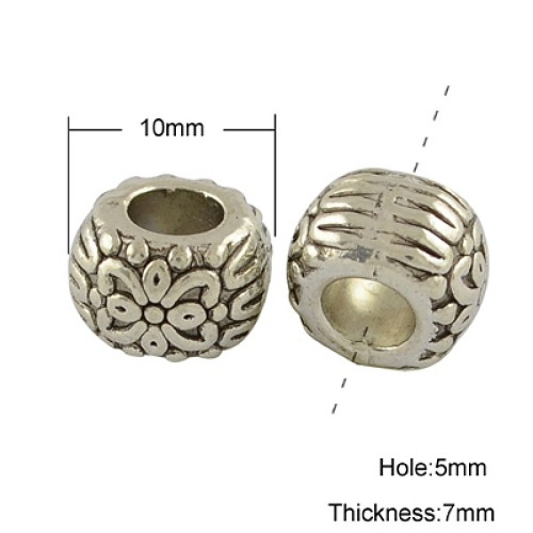 PandaHall Tibetan Style Alloy European Beads, Large Hole Beads, Cadmium Free & Nickel Free & Lead Free, Rondelle with Flower Pattern...
PandaHall Tibetan Style Alloy European Beads, Large Hole Beads, Cadmium Free & Nickel Free & Lead Free, Rondelle with Flower Pattern...