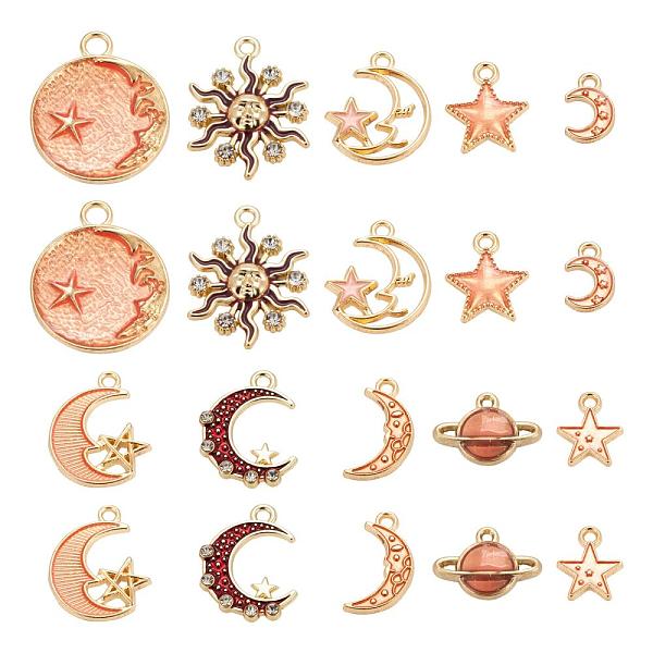 PandaHall 80Pcs 10 Style Celestial Alloy Enamel Pendants, Star & Moon & Planet & Sun, Mixed Color, 20x16x2.5mm, Hole: 1.8mm, 8Pcs/Style..., Multicolor
PandaHall 80Pcs 10 Style Celestial Alloy Enamel Pendants, Star & Moon & Planet & Sun, Mixed Color, 20x16x2.5mm, Hole: 1.8mm, 8Pcs/Style..., Multicolor