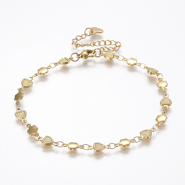 PandaHall 304 Stainless Steel Link Bracelets, with Lobster Claw Clasps, Heart & Flower, Golden, 8-1/4 inch(210mm)x5mm 304 Stainless Steel
PandaHall 304 Stainless Steel Link Bracelets, with Lobster Claw Clasps, Heart & Flower, Golden, 8-1/4 inch(210mm)x5mm 304 Stainless Steel