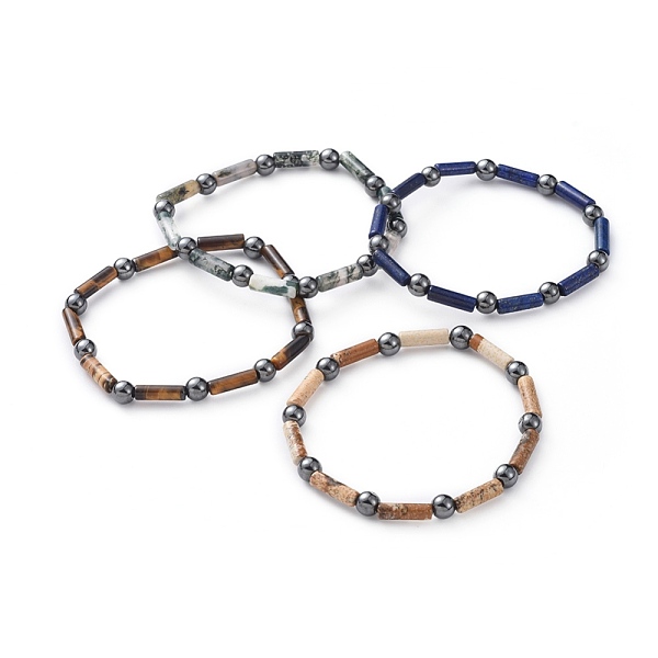 PandaHall Natural Gemstone & Non-Magnetic Synthetic Hematite Beads Stretch Bracelets, Column and Round, 2-3/8 inch(6cm) Mixed Stone
PandaHall Natural Gemstone & Non-Magnetic Synthetic Hematite Beads Stretch Bracelets, Column and Round, 2-3/8 inch(6cm) Mixed Stone