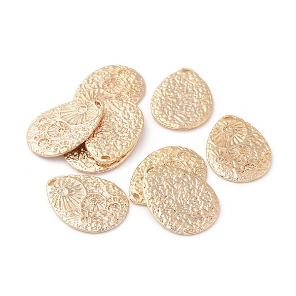PandaHall Brass Pendants, Textured, Teardrop, Real 18K Gold Plated, 28.5x21x1.5mm, Hole: 1.5mm Brass Teardrop
PandaHall Brass Pendants, Textured, Teardrop, Real 18K Gold Plated, 28.5x21x1.5mm, Hole: 1.5mm Brass Teardrop
