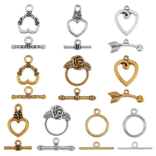PandaHall 100Sets 10 Style Alloy Toggle Clasps, Bracelet Closures, Cadmium Free & Lead Free, Mixed Shapes, Golden & Silver, 10sets/style...
PandaHall 100Sets 10 Style Alloy Toggle Clasps, Bracelet Closures, Cadmium Free & Lead Free, Mixed Shapes, Golden & Silver, 10sets/style...