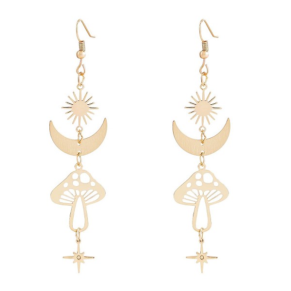 PandaHall Alloy Mushroom Long Dangle Earrings, Sun Moon Star Long Drop Earrings for Women, Golden, 92x21mm, Pin: 0.8mm Alloy
PandaHall Alloy Mushroom Long Dangle Earrings, Sun Moon Star Long Drop Earrings for Women, Golden, 92x21mm, Pin: 0.8mm Alloy