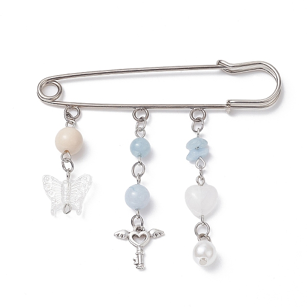 PandaHall Natural Mixed Gemstone & Butterfly Charms Safety Pin Brooch, Alloy Lapel Pin for Sweater Clasp Pants Waist Extender, Platinum...
PandaHall Natural Mixed Gemstone & Butterfly Charms Safety Pin Brooch, Alloy Lapel Pin for Sweater Clasp Pants Waist Extender, Platinum...