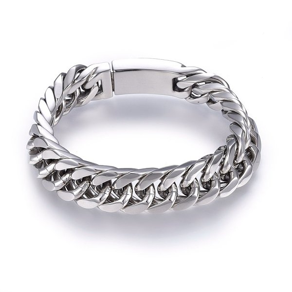 PandaHall 304 Stainless Steel Curb Chains Bracelets, with Box Clasps, Faceted, Stainless Steel Color, 9-1/2 inch(24cm) 304 Stainless Steel
PandaHall 304 Stainless Steel Curb Chains Bracelets, with Box Clasps, Faceted, Stainless Steel Color, 9-1/2 inch(24cm) 304 Stainless Steel