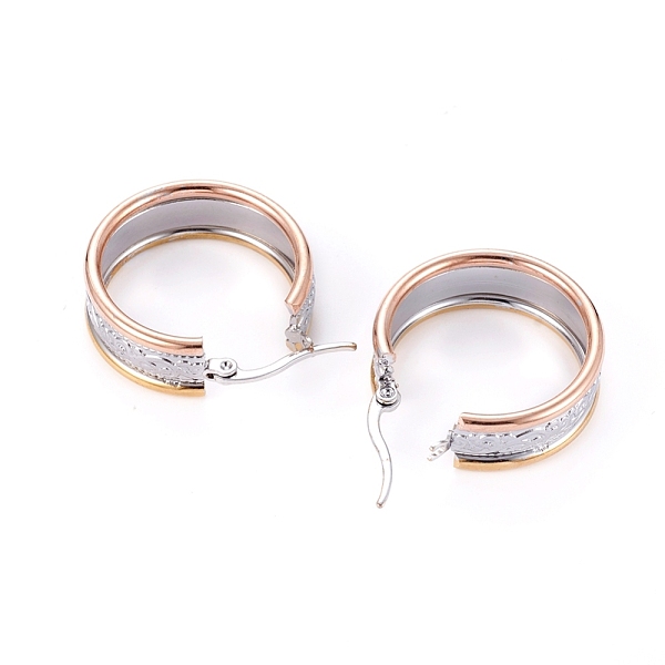 PandaHall 304 Stainless Steel Geometric Hoop Earrings for Women Girls, Hypoallergenic Earrings, Tri-color, Textured, Ring with Floral...
PandaHall 304 Stainless Steel Geometric Hoop Earrings for Women Girls, Hypoallergenic Earrings, Tri-color, Textured, Ring with Floral...