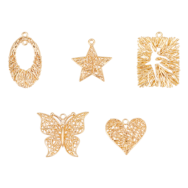 PandaHall BENECREAT 20Pcs 5 Style Brass Pendants, Nickel Free, Butterfly & Star & Oval & Heart & Heart, Real 18K Gold Plated, 4pcs/style...
PandaHall BENECREAT 20Pcs 5 Style Brass Pendants, Nickel Free, Butterfly & Star & Oval & Heart & Heart, Real 18K Gold Plated, 4pcs/style...