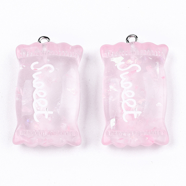PandaHall Transparent Resin Pendants, with Paillette & Platinum Tone Iron Peg Bail, Candy with Word Sweet, Pink, 37x20.5x9.5mm, Hole: 2mm...
PandaHall Transparent Resin Pendants, with Paillette & Platinum Tone Iron Peg Bail, Candy with Word Sweet, Pink, 37x20.5x9.5mm, Hole: 2mm...