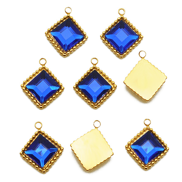 PandaHall 201 Stainless Steel Pendants, with Glass, Rhombus, Blue, Golden, 16x13.5x4mm, Hole: 1.5mm, side length: 10.5mm Glass Rhombus Blue
PandaHall 201 Stainless Steel Pendants, with Glass, Rhombus, Blue, Golden, 16x13.5x4mm, Hole: 1.5mm, side length: 10.5mm Glass Rhombus Blue