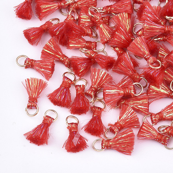 PandaHall Polyeter Tassel Pendants, with Metallic Cord and Iron Jump Rings, Golden, Crimson, 10~15x5~8mm, Hole: 3.5mm Polyester Pink
PandaHall Polyeter Tassel Pendants, with Metallic Cord and Iron Jump Rings, Golden, Crimson, 10~15x5~8mm, Hole: 3.5mm Polyester Pink