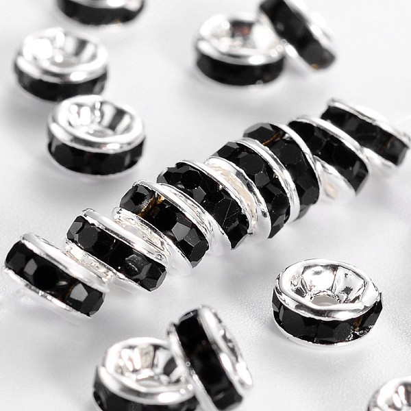 PandaHall Brass Rhinestone Spacer Beads, Grade AAA, Straight Flange, Nickel Free, Silver Color Plated, Rondelle, Jet, 5x2.5mm, Hole: 1mm..., Black
PandaHall Brass Rhinestone Spacer Beads, Grade AAA, Straight Flange, Nickel Free, Silver Color Plated, Rondelle, Jet, 5x2.5mm, Hole: 1mm..., Black