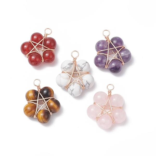 PandaHall Brass Wire Wrapped Natural Gemstone Pendants, Star Charm, 26.5~28x21~22x8.5mm, Hole: 3.2mm Mixed Stone Star Multicolor
PandaHall Brass Wire Wrapped Natural Gemstone Pendants, Star Charm, 26.5~28x21~22x8.5mm, Hole: 3.2mm Mixed Stone Star Multicolor
