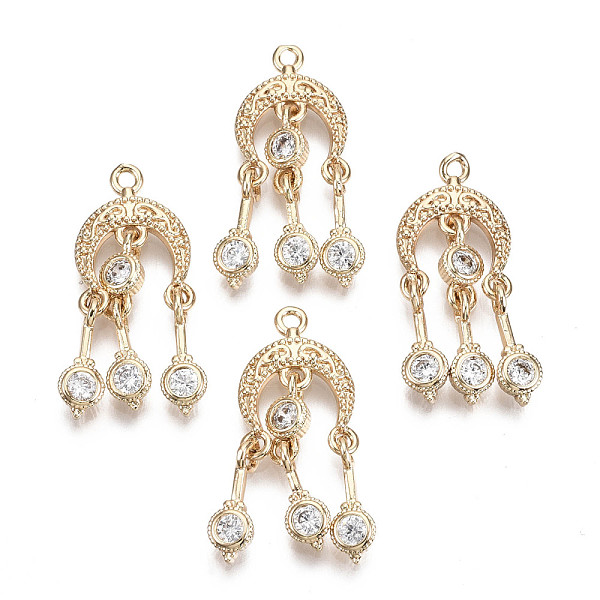 PandaHall Brass Micro Pave Cubic Zirconia Pendants, Long-Lasting Plated, Moon, Light Gold, Clear, 25x10.5x2mm, Hole: 1.2mm Brass+Cubic...
PandaHall Brass Micro Pave Cubic Zirconia Pendants, Long-Lasting Plated, Moon, Light Gold, Clear, 25x10.5x2mm, Hole: 1.2mm Brass+Cubic...