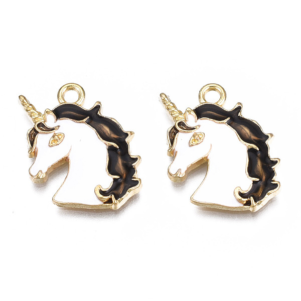 PandaHall Rack Plating Alloy Enamel Pendants, Unicorn, Cadmium Free & Nickel Free & Lead Free, Light Gold, White, 20x17x2.5mm, Hole: 1.8mm...
PandaHall Rack Plating Alloy Enamel Pendants, Unicorn, Cadmium Free & Nickel Free & Lead Free, Light Gold, White, 20x17x2.5mm, Hole: 1.8mm...