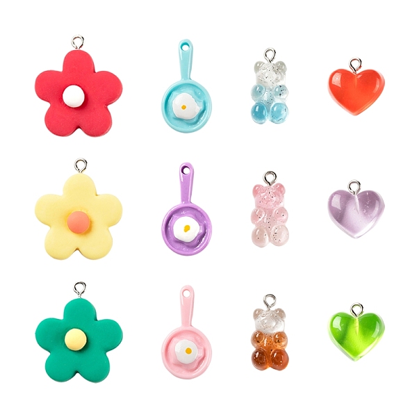 PandaHall 81Pcs 4Style Resin Pendants, with Platinum Iron Peg Bail, Pan & Flower & Transparent Bear & Heart, Mixed Color..., Multicolor
PandaHall 81Pcs 4Style Resin Pendants, with Platinum Iron Peg Bail, Pan & Flower & Transparent Bear & Heart, Mixed Color..., Multicolor