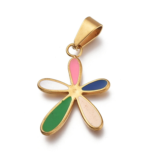 PandaHall 304 Stainless Steel Enamel Pendants, Flower, Colorful, Golden, 24x17.4x1.7mm, Hole: 4mm Stainless Steel+Enamel Flower
PandaHall 304 Stainless Steel Enamel Pendants, Flower, Colorful, Golden, 24x17.4x1.7mm, Hole: 4mm Stainless Steel+Enamel Flower