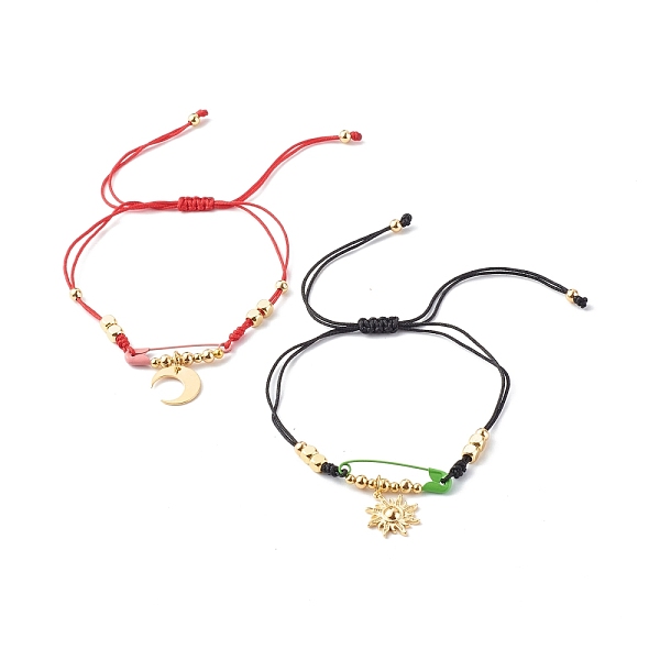 PandaHall Adjustable Nylon Thread Braided Bead Bracelets Sets, with Brass Moon & Sun Pendants and Beads, with Iron Safety Pins, Mixed Color..., Multicolor
PandaHall Adjustable Nylon Thread Braided Bead Bracelets Sets, with Brass Moon & Sun Pendants and Beads, with Iron Safety Pins, Mixed Color..., Multicolor
