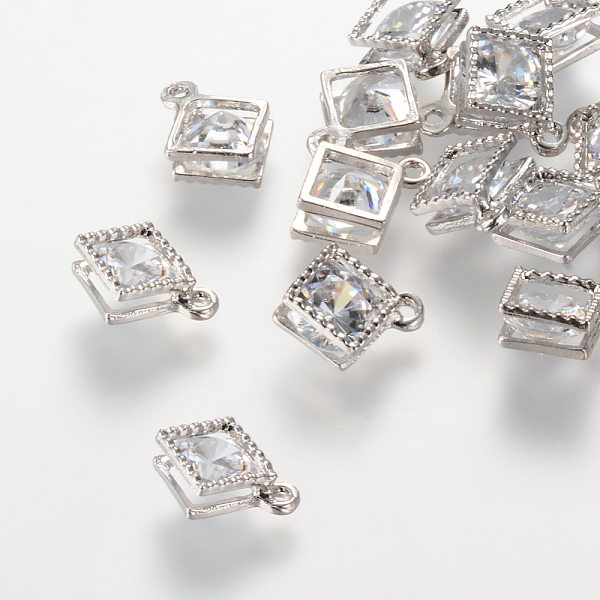 PandaHall Rhombus Alloy Charms, with Cubic Zirconia, Platinum, 14x11x5mm, Hole: 1.5mm Cubic Zirconia Rhombus
PandaHall Rhombus Alloy Charms, with Cubic Zirconia, Platinum, 14x11x5mm, Hole: 1.5mm Cubic Zirconia Rhombus