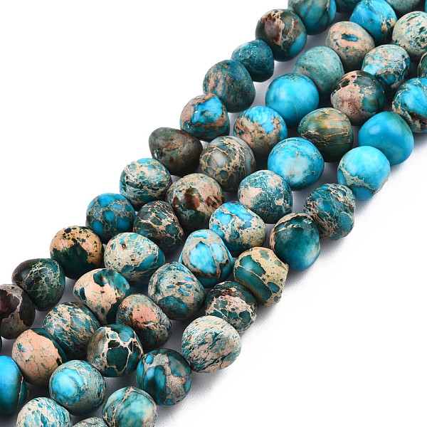 PandaHall Natural Imperial Jasper Beads Strands, Dyed, Round, Deep Sky Blue, 5~10x5~10x4~8mm, Hole: 1mm, about 49~51pcs/strand, 15.3 inch...
PandaHall Natural Imperial Jasper Beads Strands, Dyed, Round, Deep Sky Blue, 5~10x5~10x4~8mm, Hole: 1mm, about 49~51pcs/strand, 15.3 inch...