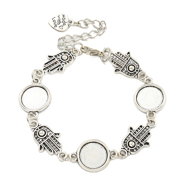 PandaHall Antique Silver Plated Alloy Link Chain Bracelet Making, Fit for Cabochons, Hamsa Hand, 7-1/2 inch(19.2cm), Tray: 12mm Alloy Hamsa...
PandaHall Antique Silver Plated Alloy Link Chain Bracelet Making, Fit for Cabochons, Hamsa Hand, 7-1/2 inch(19.2cm), Tray: 12mm Alloy Hamsa...