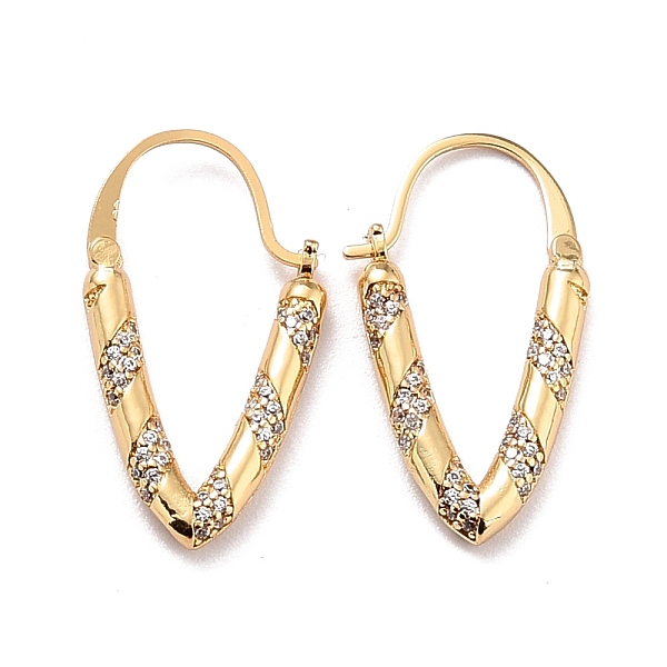 PandaHall V-shape Sparkling Cubic Zirconia Hoop Earrings for Her, Brass Micro Pave Cubic Zirconia Earrings, Real 18K Gold Plated..., Clear
PandaHall V-shape Sparkling Cubic Zirconia Hoop Earrings for Her, Brass Micro Pave Cubic Zirconia Earrings, Real 18K Gold Plated..., Clear