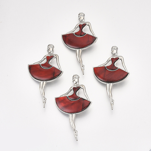 PandaHall Shell Brooches/Pendants, with Resin Bottom and Alloy Findings, Dancer, Platinum, Red, 79x44x9.5mm, hole: 7x4mm, Pin: 0.7mm Resin...
PandaHall Shell Brooches/Pendants, with Resin Bottom and Alloy Findings, Dancer, Platinum, Red, 79x44x9.5mm, hole: 7x4mm, Pin: 0.7mm Resin...