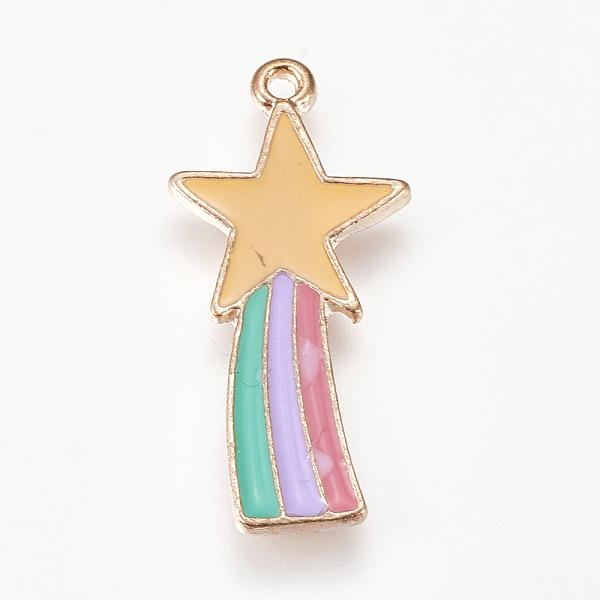 PandaHall Alloy Enamel Pendants, Meteor, Colorful, Golden, 26.5x13x2mm, Hole: 1.4mm Alloy+Enamel Star
PandaHall Alloy Enamel Pendants, Meteor, Colorful, Golden, 26.5x13x2mm, Hole: 1.4mm Alloy+Enamel Star