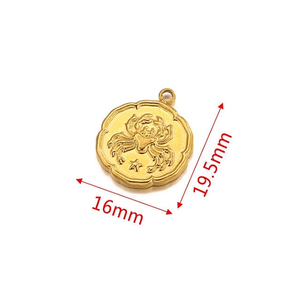 PandaHall Stainless Steel Pendant, Golden, Flat Round with Constellation Charm, Cancer, 19.5x16mm Stainless Steel Cancer
PandaHall Stainless Steel Pendant, Golden, Flat Round with Constellation Charm, Cancer, 19.5x16mm Stainless Steel Cancer