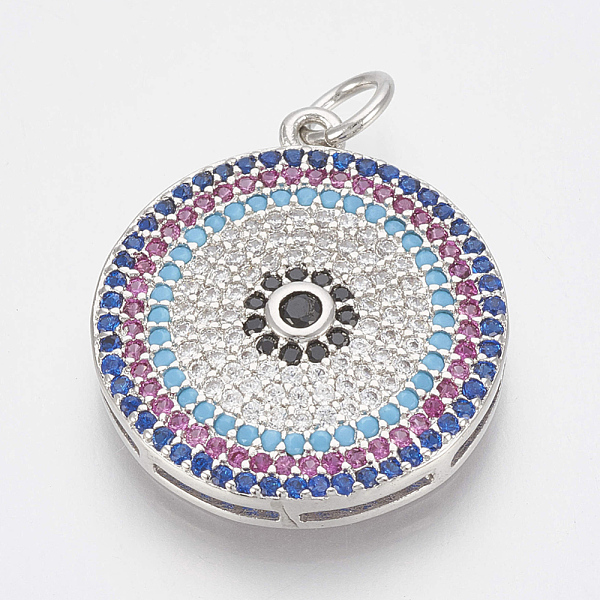 PandaHall Brass Micro Pave Cubic Zirconia Pendants, with Jump Rings, Flat Round, Colorful, Platinum, 21x18.5x3.5mm, Hole: 3mm Brass+Cubic...
PandaHall Brass Micro Pave Cubic Zirconia Pendants, with Jump Rings, Flat Round, Colorful, Platinum, 21x18.5x3.5mm, Hole: 3mm Brass+Cubic...